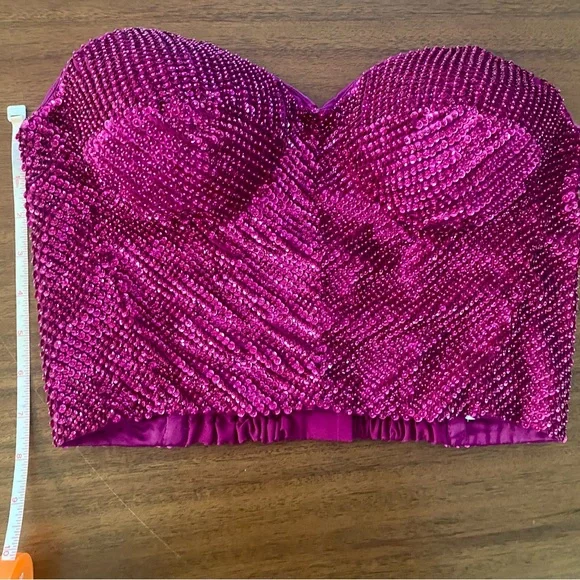 Retrofete Pink Beaded Bustier Top Size M - Picture 6 of 16